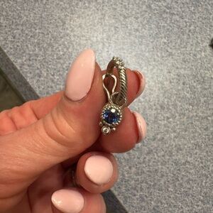 Judith Ripka Silver Earrings with Blue Stone